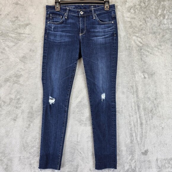 AG Adriano Goldschmied Jeans Womens 28 The Legging Ankle Super Skinny Raw Hem - Picture 1 of 13